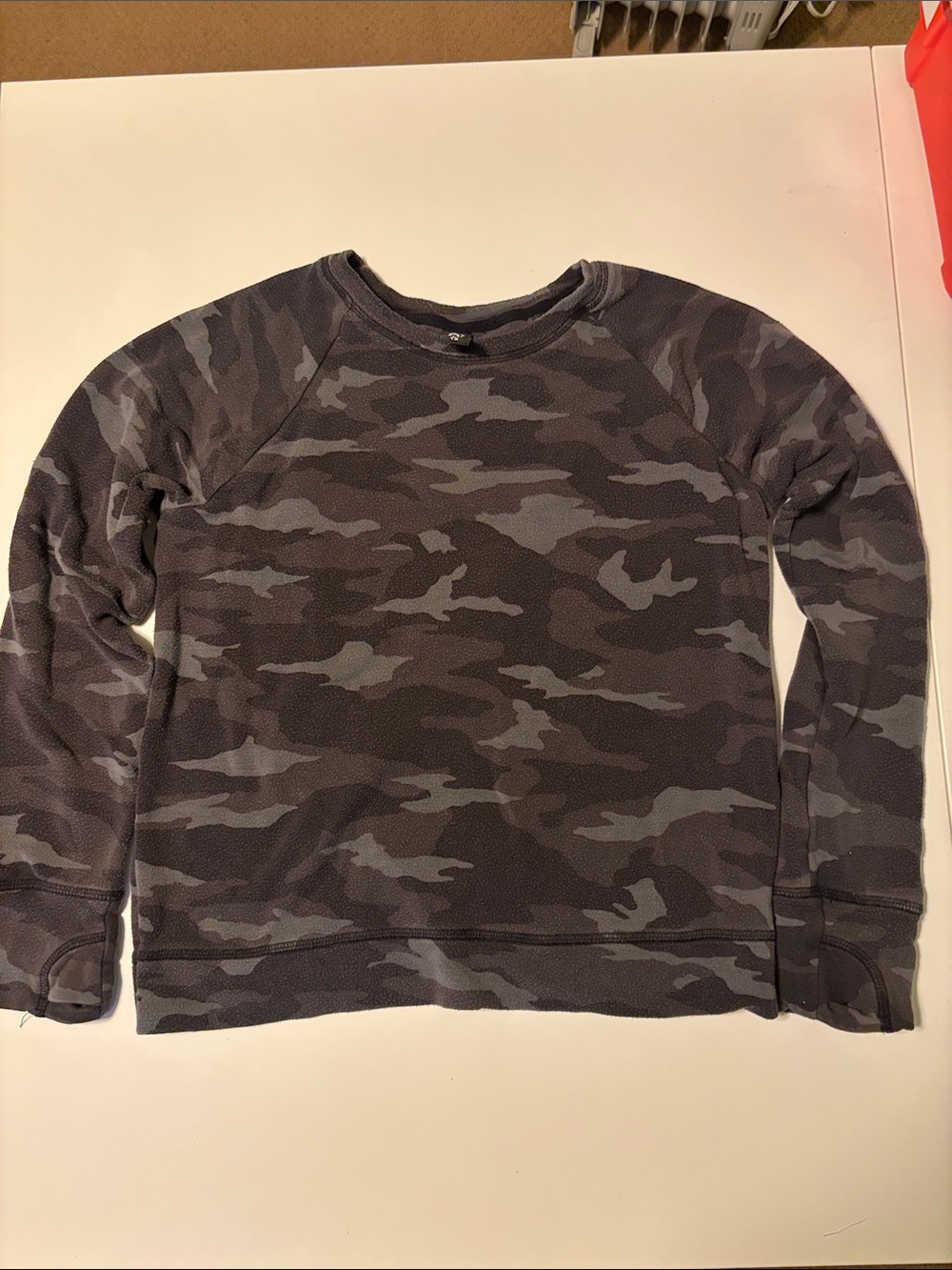 Athleta Girl Crewneck, Size 12(L), Black camo